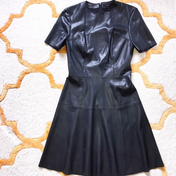 Zara Pleather Fit And Flare Dress - Picture 1 of 5